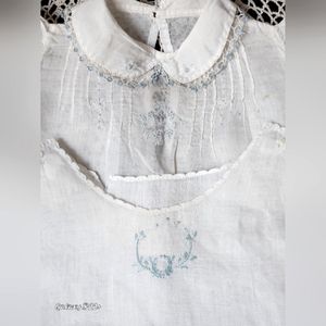 ANTIQUE FRECH HEIRLOOM LINEN GOWN AND UNDER DRESS